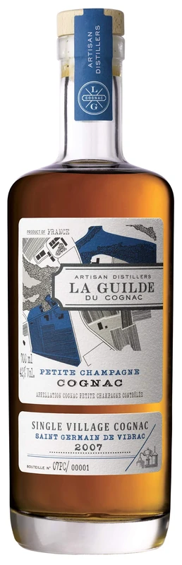 La Guilde du Cognac, Saint Germain De Vibrac, Petite Champgagne, Vintage 2007, 70cl, 42% ABV, Single Village Cognac made by Artisan Distillers in Saint Germain, Premium Regional