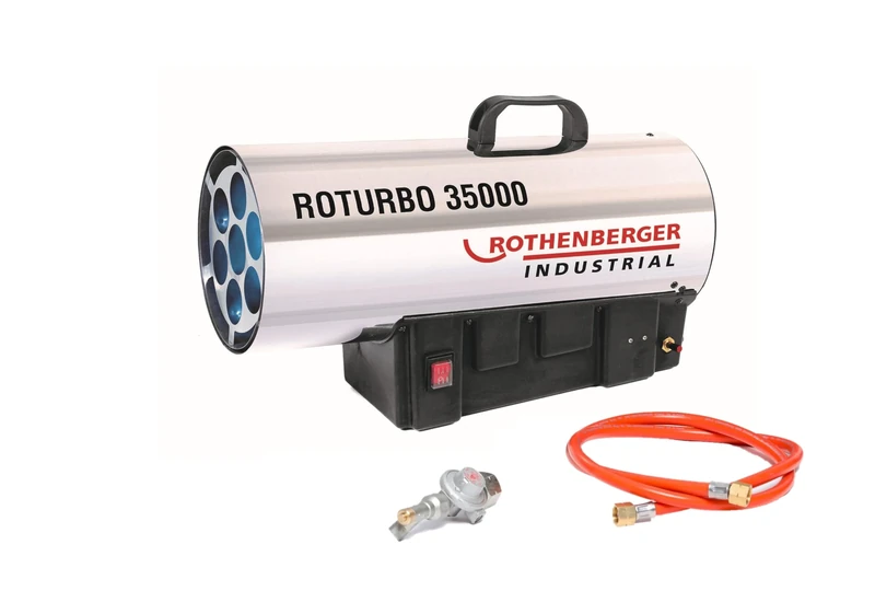 ROTHENBERGER Industrial Gas - Heater - Gun/Blower RoTurbo 35000 incl. piezo Ignition, Hose & Hose Rupture Protection 34.0 kW