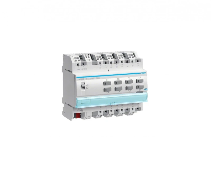 Hager TYA608D KNX Switch/Blind Actuator 8/4f.16A 200uF with Handb.Without Bus 6TE