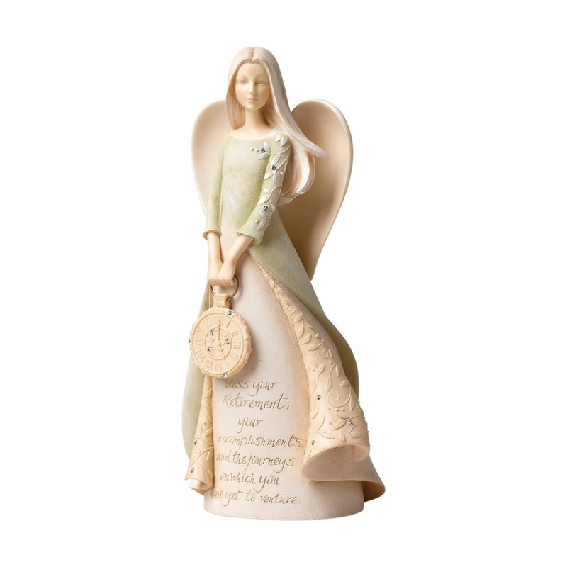 Enesco Foundations Retirement Angel Stone Resin Figurine, 9", Multicolor
