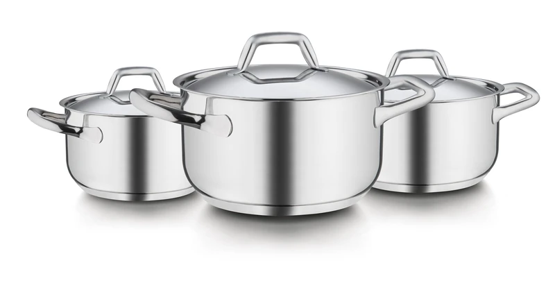 Barazzoni Chef Line 6 Piece Saucepan Set, 16/20/24 cm Saucepans, 16/20/24 cm Lids, Stainless Steel
