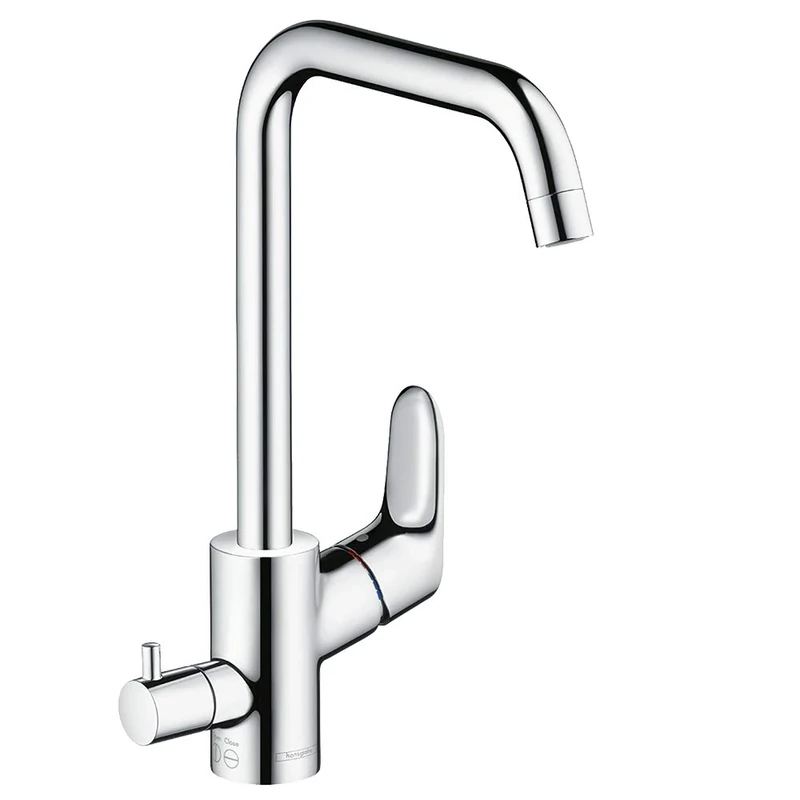 hansgrohe Focus kitchen tap 260 with selectable swivel range and shut-off valve, chrome 31823000