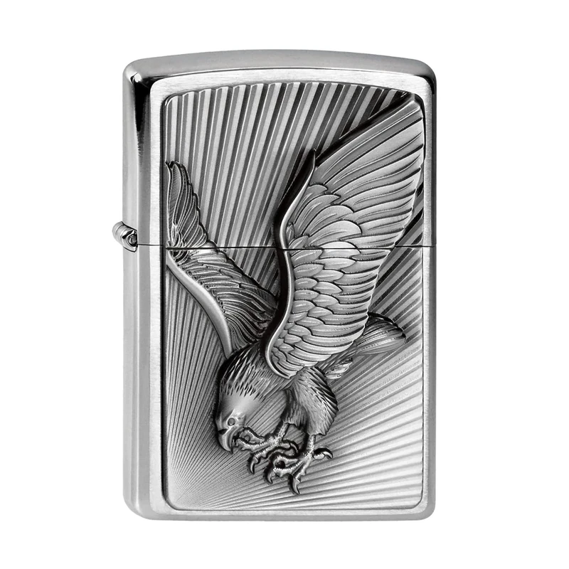 Zippo Windproof Lighter - Eagle - Street Chrome & Emblem - Refillable for Lifetime Use - Adjustable Flame - Gift Box - Metal Construction - Made in USA