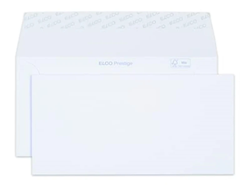 ELCO Prestige Envelope, C5/6 (229 x 114 mm), witout Window, Adhesive Closure, 120g/m2, FSC Mix, White, Box á 250 envelopes