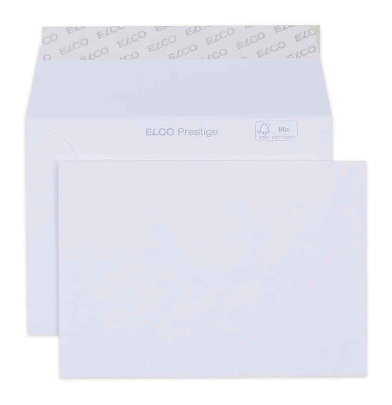 ELCO Prestige Envelope, C6 (114 x 162 mm), witout Window, Adhesive Closure, 120g/m2, FSC Mix, White, Box á 250 envelopes