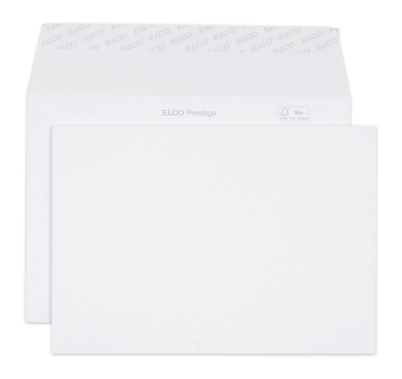 ELCO Prestige Envelope, C5 (162 x 229 mm), witout Window, Adhesive Closure, 120g/m2, FSC Mix, White, Box á 250 envelopes