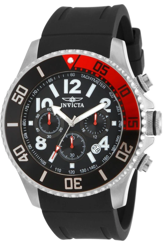 Invicta Pro Diver 15145 Men's Watch - Waterproof - Analogue - Quartz Movement - stainless steel with black dial - 48mm