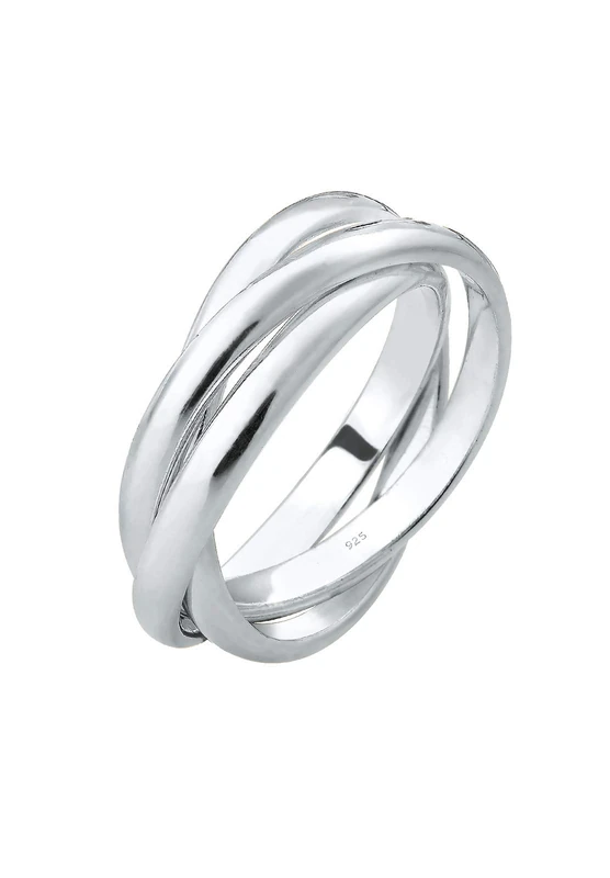 Elli Women's 925 Sterling Silver Trio Basic Blogger Wrap Ring, Size P