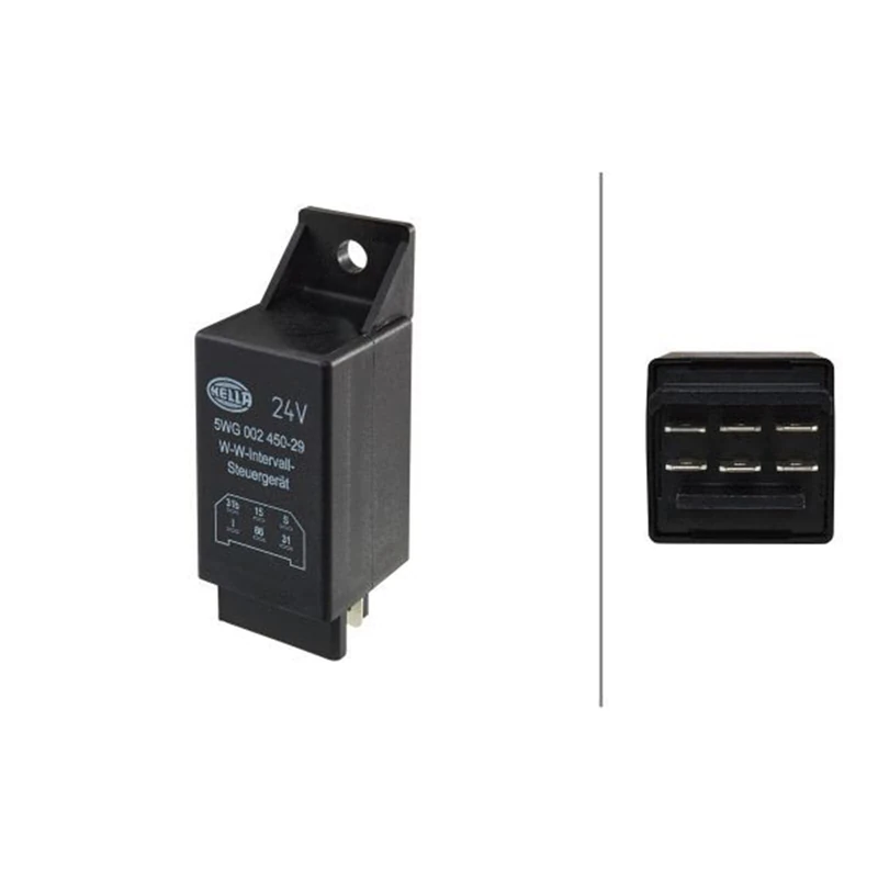HELLA 5WG 002 450-291 Relay, wipe-/wash interval - 24V - 6-pin connector - with holder