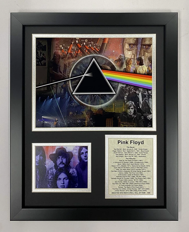Legends Never Die Pink Floyd Mosaic- English Rock Band Collectible | Framed Photo Collage Wall Art Decor - 12"x15"