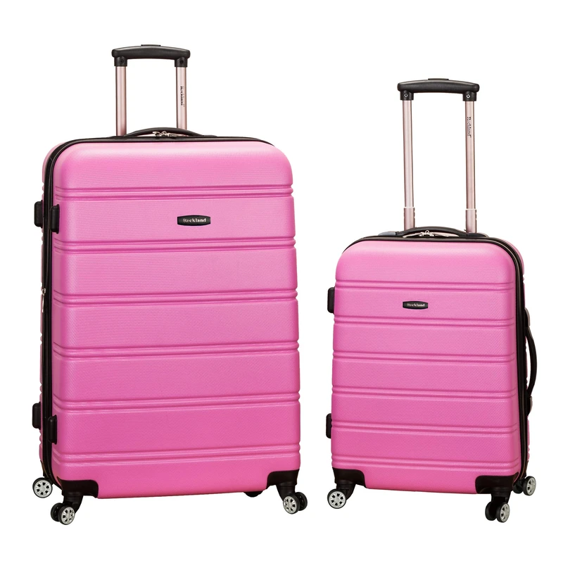 Rockland Melbourne Hardside Expandable Spinner Wheel Luggage, Pink, 2 Piece (20"/28"), Melbourne Hardside Expandable Spinner Wheel Luggage