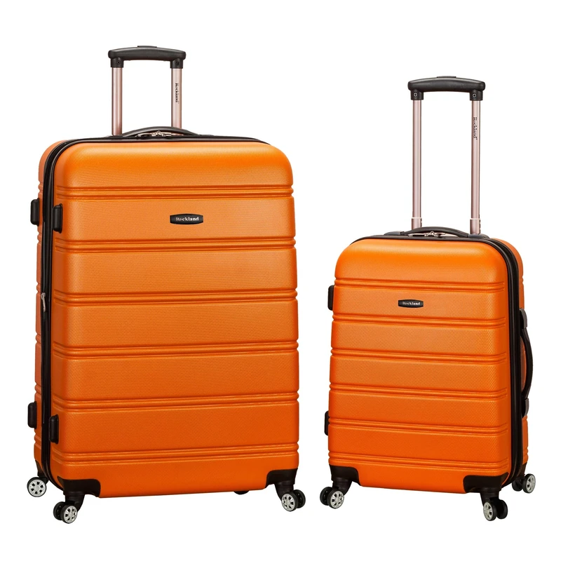 Rockland Melbourne Hardside Expandable Spinner Wheel Luggage, Orange, 2-Piece Set (20/28)