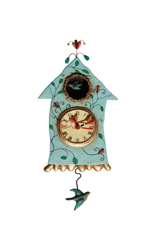 Enesco P8008 Resin House-Shape Clock with Bird 32 cm