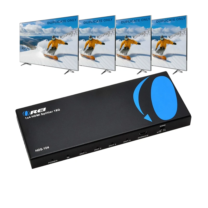 OREI HDMI Splitter 1 in 4 Out – 4K@60Hz HDMI 2.0 Splitter with HDCP 2.2, EDID Management, and LPCM/Dolby/DTS Audio Support– Compact Plug & Play Design
