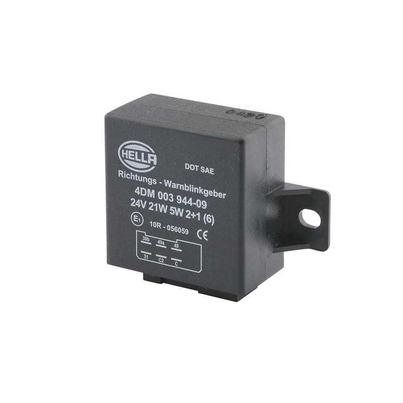 HELLA 4DM 003 944-091 Flasher Unit - 24V - 6-pin connector - Bolted - Electric - with holder