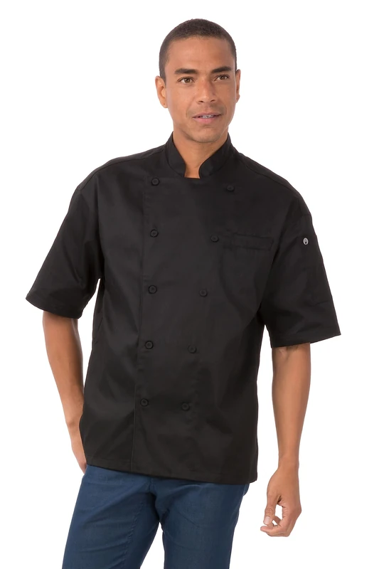 Chef Works B689-L Palermo Executive Unisex Chefs Jacket, Large, Black