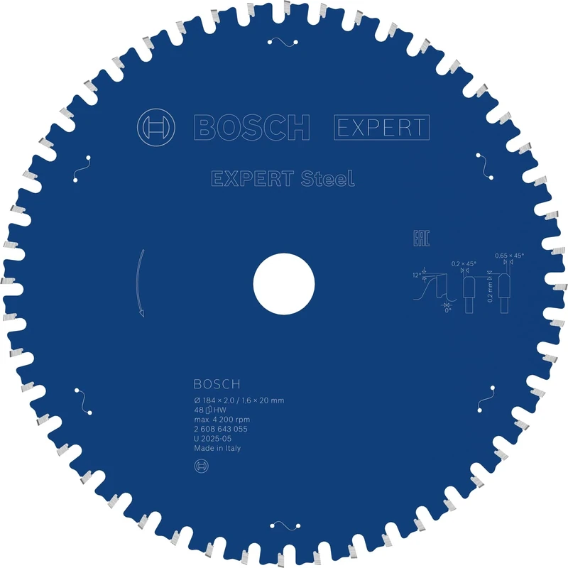 Bosch 2608643055 Circular Saw Blade Expert for Steel 184 X 20 X 2.0 Mm, 48