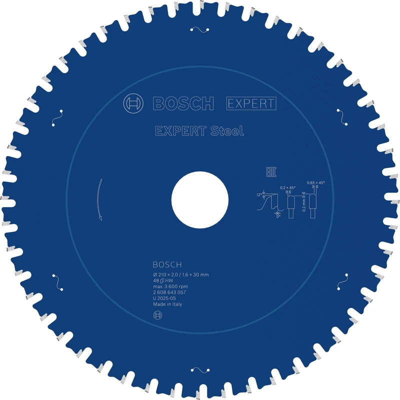 Bosch 2608643057 Circular Saw Blade Expert for Steel 210 X 30 X 2.0 Mm, 48