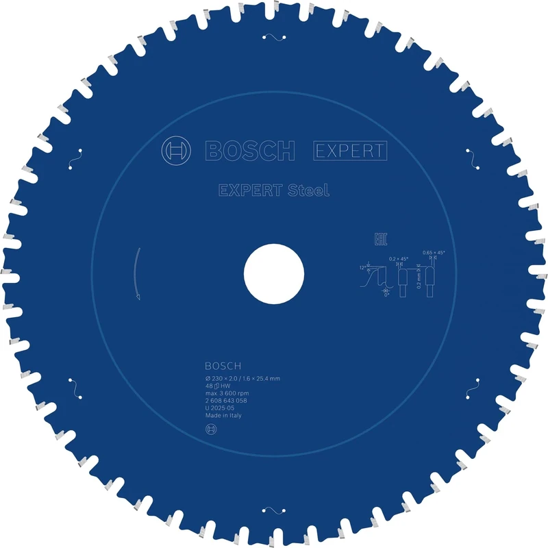 Bosch 2608643058 Circular Saw Blade Expert for Steel 230 X 25.4 X 2.0 Mm, 48