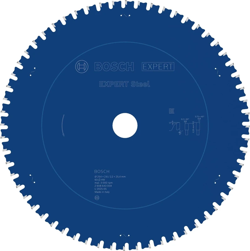 Bosch 2608643059 Circular Saw Blade Expert For Steel 254 X 25.4 X 2.6 Mm, 60
