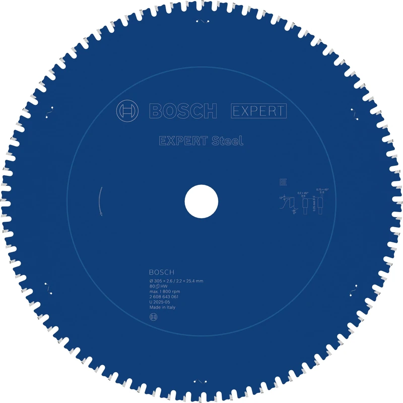 Bosch 2608643061 Circular Saw Blade Expert for Steel 305 X 25.4 X 2.6 Mm, 80