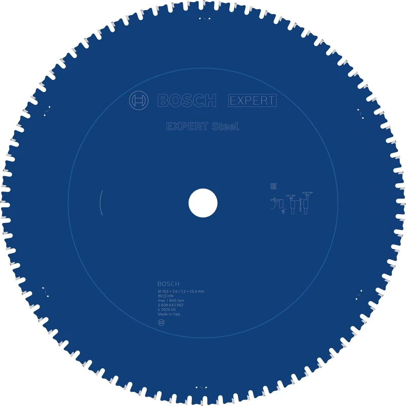 Bosch 2608643062 Circular Saw Blade Expert for Steel 355 X 25.4 X 2.6 Mm, 80