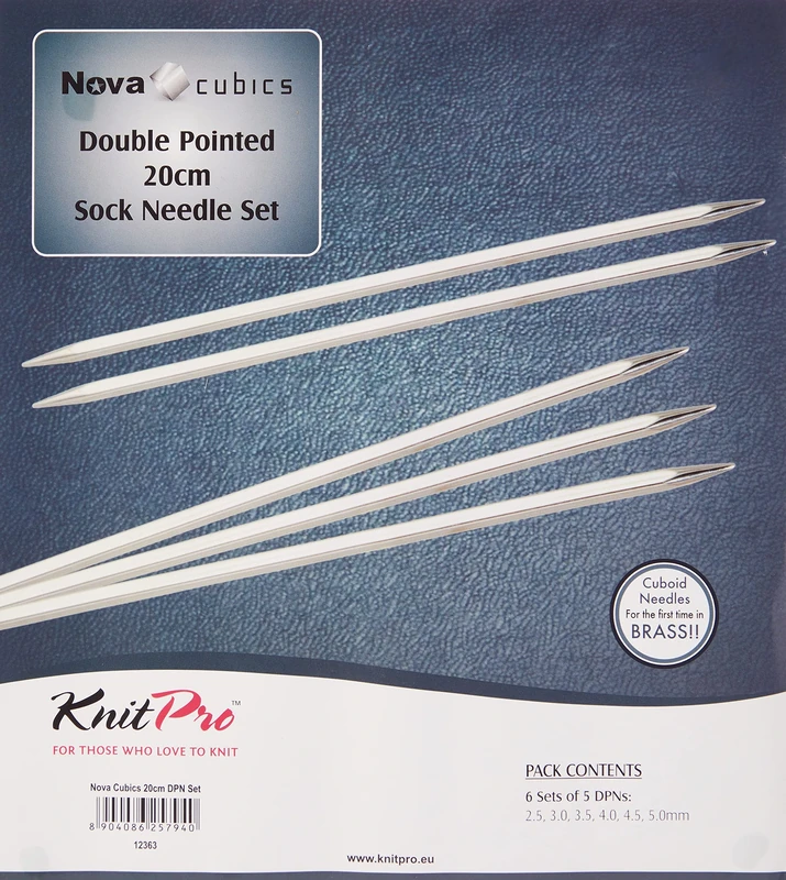 KnitPro - KnitPro Nova Cubics Double Pointed (20cm, 2.50-5.00mm) Knitting Needles Set - 1 Unit, Silver