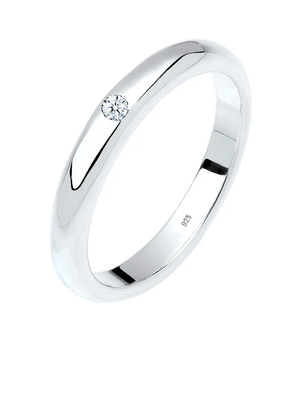 Elli DIAMONDS Ring Women Solitaire Classic with Diamond (0.03 ct.) in 925 Sterling Silver
