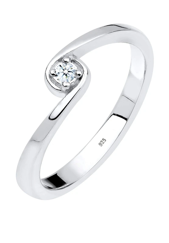 Elli DIAMONDS Ring Women Solitaire Engagement with Diamond (0.03 ct.) in 925 Sterling Silver