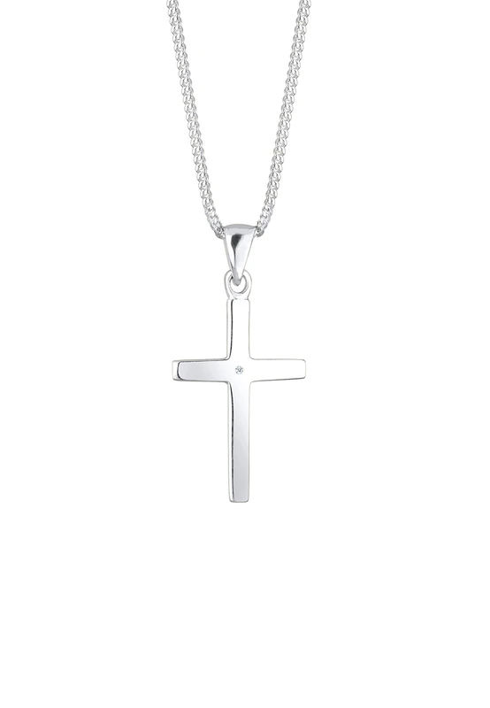 Elli DIAMONDS Necklace Women with Pendant Cross and Diamond (0.005 ct.) in 925 Sterling Silver