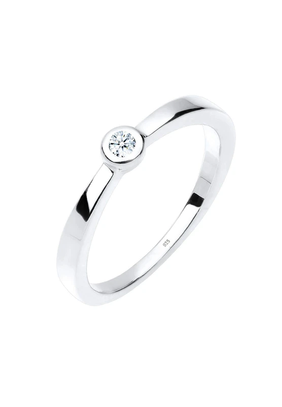 Elli DIAMONDS Ring Women Classic Solitaire with Diamond (0.03 ct.) in 925 Sterling Silver