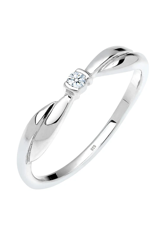 Elli DIAMONDS Ring Women Engagement with Diamond (0.03 ct.) in 925 Sterling Silver