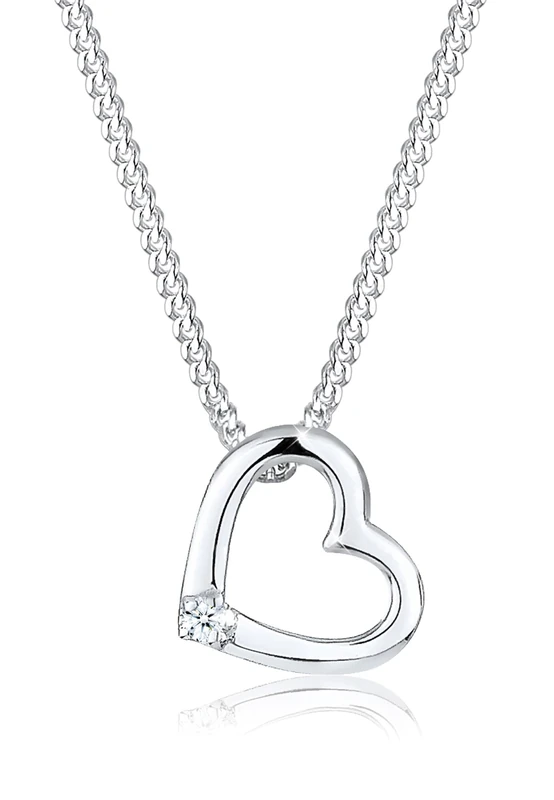 DIAMORE Elli DIAMONDS Necklace Women Heart Love Delicate Diamond (0.015 ct.) in 925 Sterling Silver