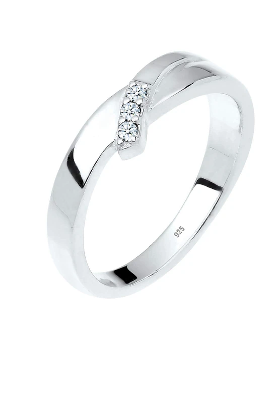 Elli DIAMONDS Ring Women Engagement Classic Trio with Diamond (0.04 ct.) in 925 Sterling Silver