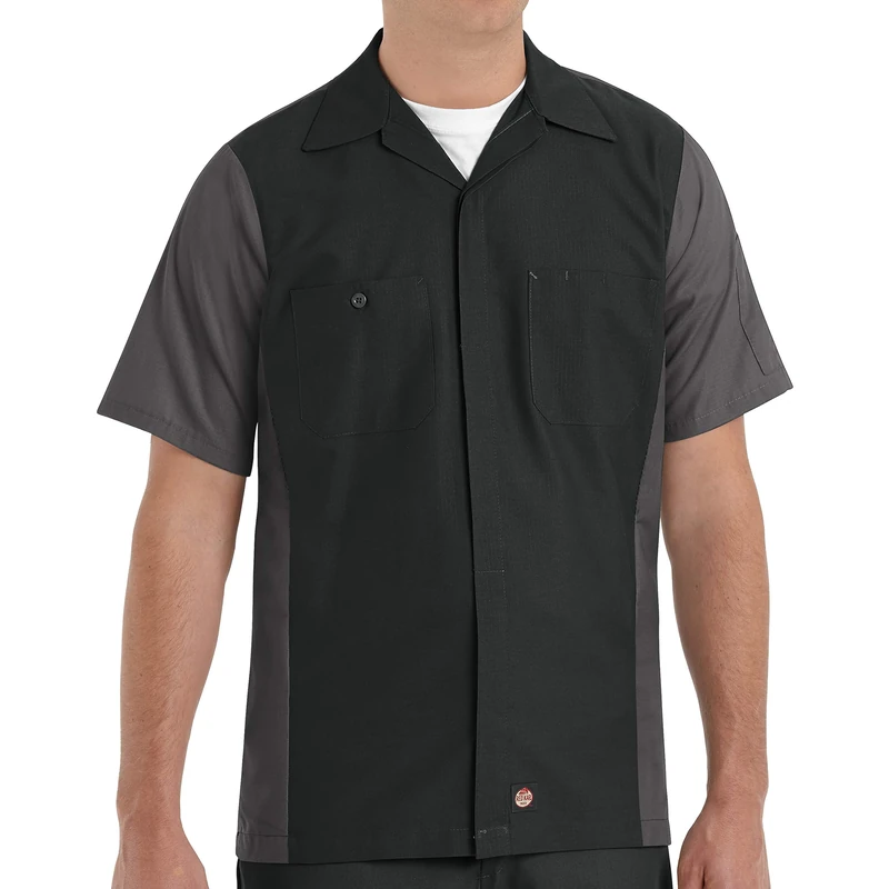 Red Kap Unisex's Ripstop Crew Shirt, Short Sleeve, Black/Charcoal, 3XL - Image 1