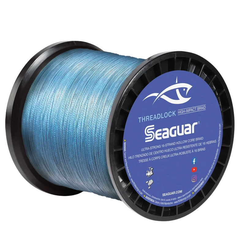 Seaguar Threadlock Fishing Line, 16 Strand Hollow Core Braid, High Visibility Blue, 50lbs, 600yds Break Strength/Length - 50S16B600 - Image 1