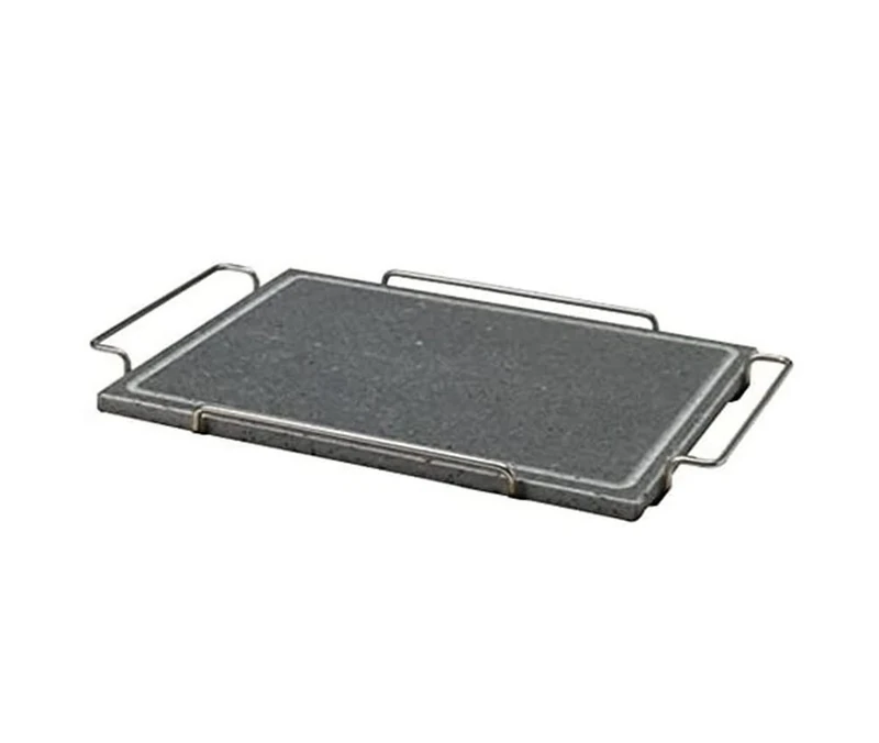 Pentole Agnelli Rectangular Stone Plate with Stainless Steel 18/10 Holder, Multicolour, One Size