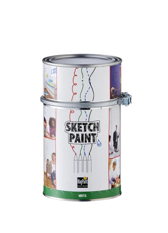 MagPaint - SketchPaint, Gloss White - Whiteboard Paint - Water-Based VOC Free Paint - Suitable for Workplaces, Offices, Classrooms and Children's Bedrooms - 6m² Coverage, 1L
