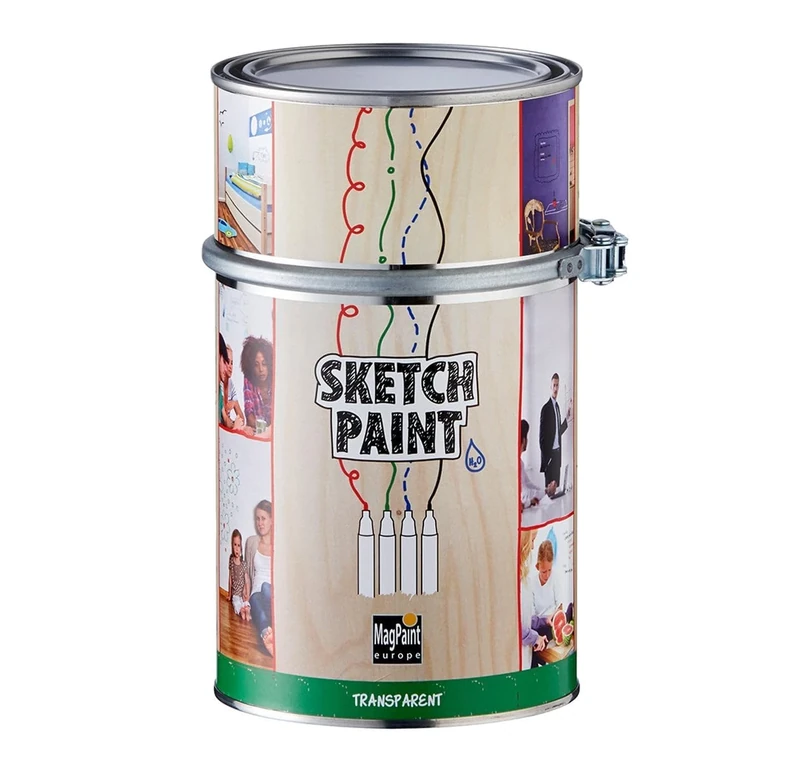 MagPaint - SketchPaint, Transparent Whiteboard Paint - Paint over any Colour - For Offices, Classrooms and Kid's Bedrooms - 6m² Coverage, 1L