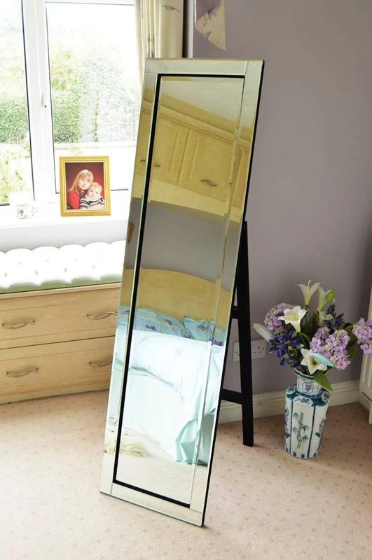 MirrorOutlet Large Modern Venetian Cheval Free Standing Mirror 5Ft X 1Ft3 (150 X 40cm), silver, SWS028