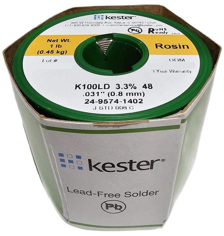 Kester 24-9574-1402 K100LD, Lead-Free, Rosin Wire Solder.031" Diameter-Low Cost Alloy, 1 LB Spool
