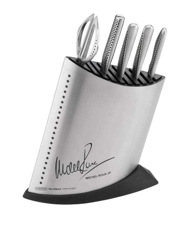 Global Collection Michel Roux Jr 6 Piece Professional Knife Block Set, Stainless Steel