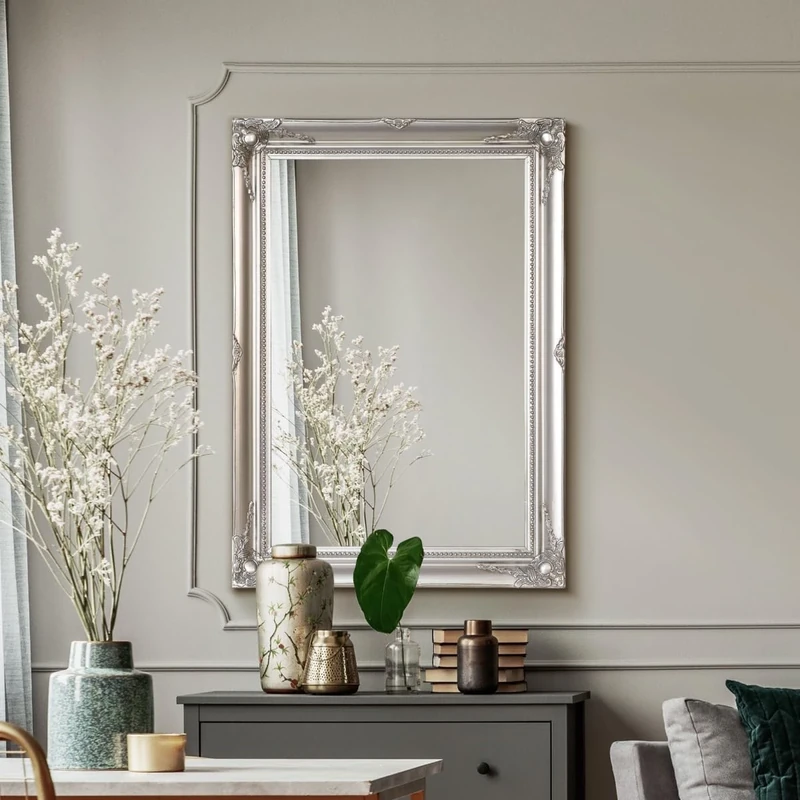 Large Silver Antique Ornate Design Big Wall Mirror New 3ft X 2ft2