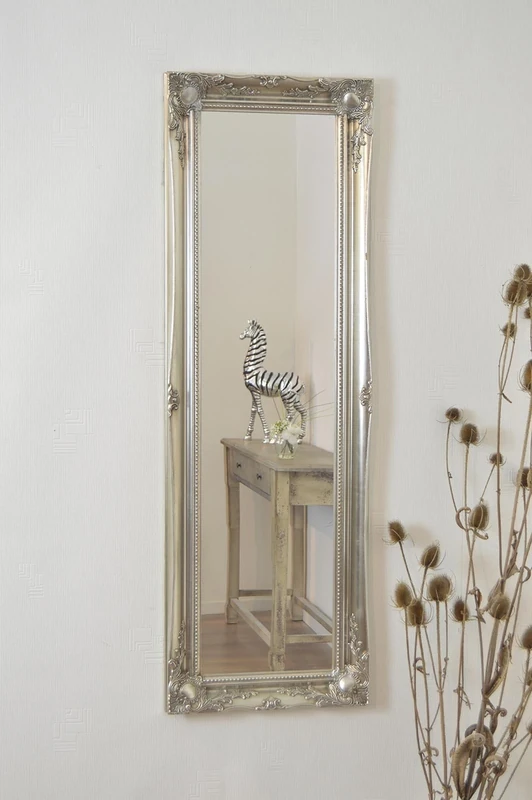 Large Silver Ornate Shabby Chic Big Wall Dress Mirror 4ft6 X 1ft6