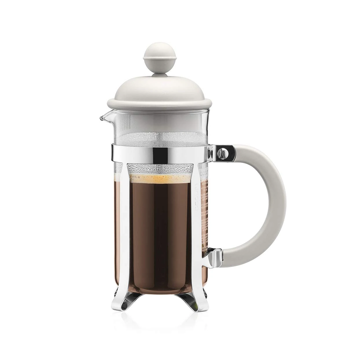 Bodum French Press Caffettiera White - 350ml / 3 Cup Coffee Maker - Durable Glass & Stainless Steel Filter - BPA-Free Dishwasher Safe Percolator - Cafetiere Made in Portugal