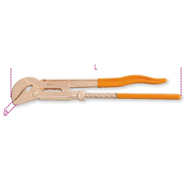 Beta 3780801 Model 378 BA530 Sparkproof Pipe Wrench, Swedish Pattern, Copper/Beryllium, 530mm