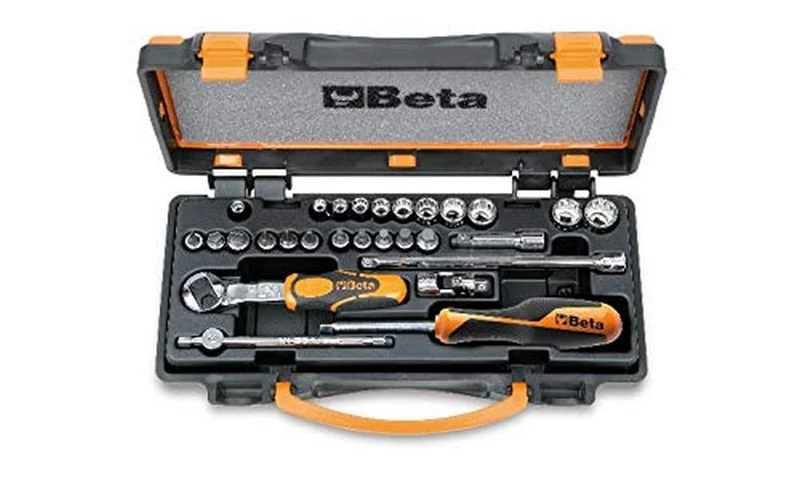 Beta 9000979 Model 900 MB/C28 11 Bi-hex Sockets, 11 Socket Drivers and 6 Accessories, 1/4 Drive