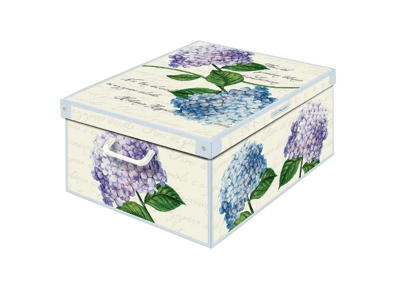 Lavatelli Collection Midi Ortensie Hydrangeas, decorative storage box, cardboard storage boxes with lids, storage boxes with lids and Handles, clothes storage, toy box storage, storage baskets, Medium