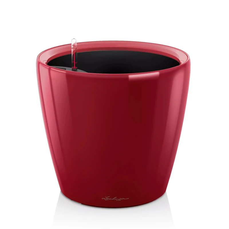 Lechuza Self Watering Plant Pot CLASSICO 35 LS Garden Flower Indoor and Outdoor Plastic Planter with Drainage Hole D35 H33 cm Red High-Gloss