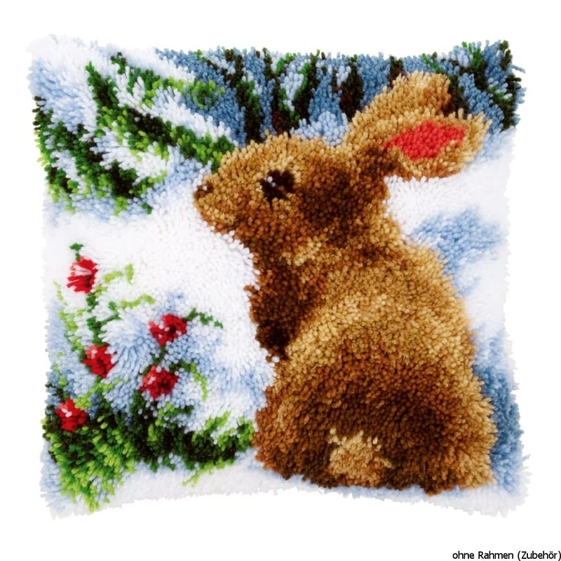 Vervaco Rabbit in the Snow Latch HookCushion, Multi-Colour